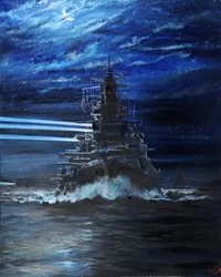 IJN Hiei e Akatsuki illuminano USS Atlanta, Guadalcanal 1942